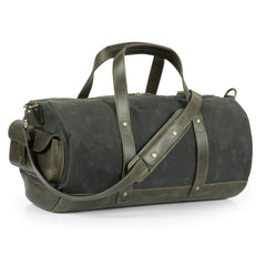 Vintage Canvas and Leather Overnight Travel Bag - Green