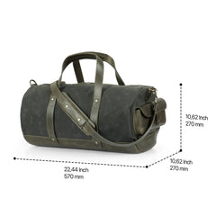 Vintage Canvas and Leather Overnight Travel Bag - Green