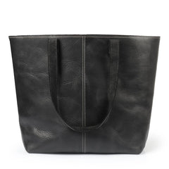 Genuine Cowhide Top Grain Leather Tote - Black/Brown