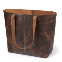 Genuine Cowhide Top Grain Leather Tote - Black/Brown