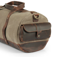 Vintage Canvas and Leather Overnight Travel Bag - Light Brown