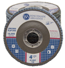 Benchmark Abrasives 4-1/2" X 7/8" T29 (ANGLED FACE) ZIRCONIA FLAP DISC - 10 PACK