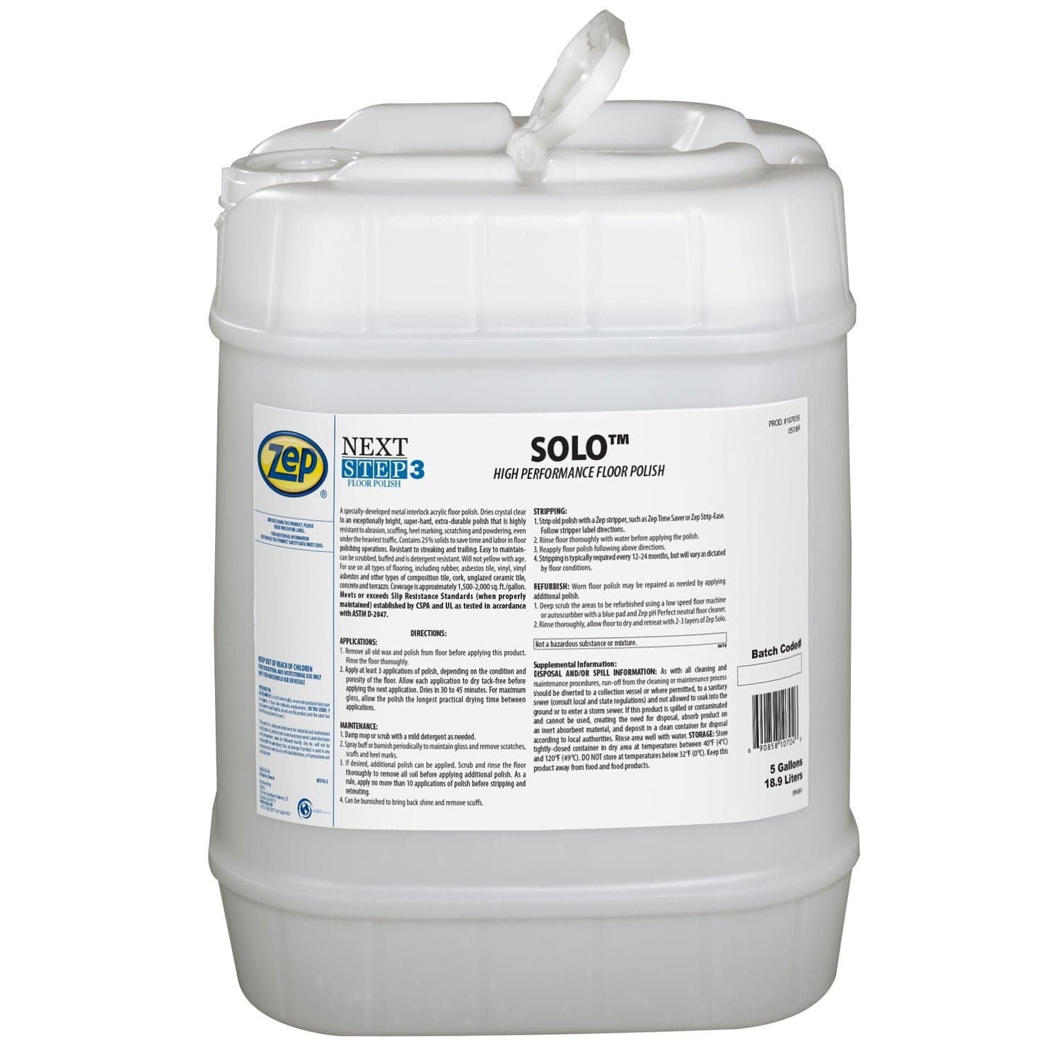 Zep Solo High Performance Floor Polish - 5 Gallon - Versa Solutions, LLC