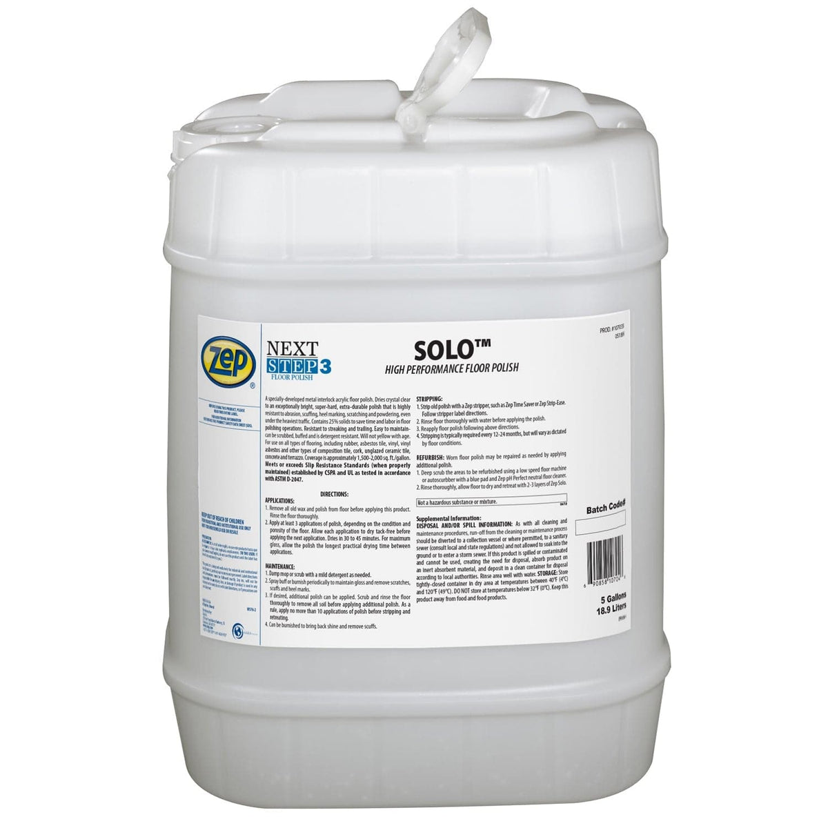 Zep Solo High Performance Floor Polish - 5 Gallon - Versa Solutions, LLC