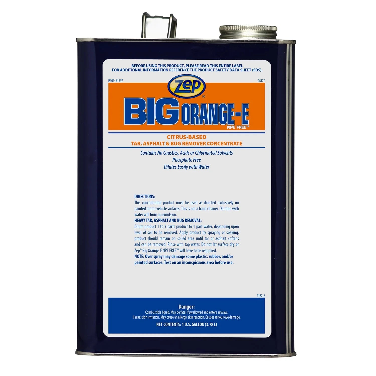 Big Orange-E NPE Free Citrus-Based Tar, Asphalt, & Bug Remover Concentrate - 1 Gallon - Versa Solutions, LLC