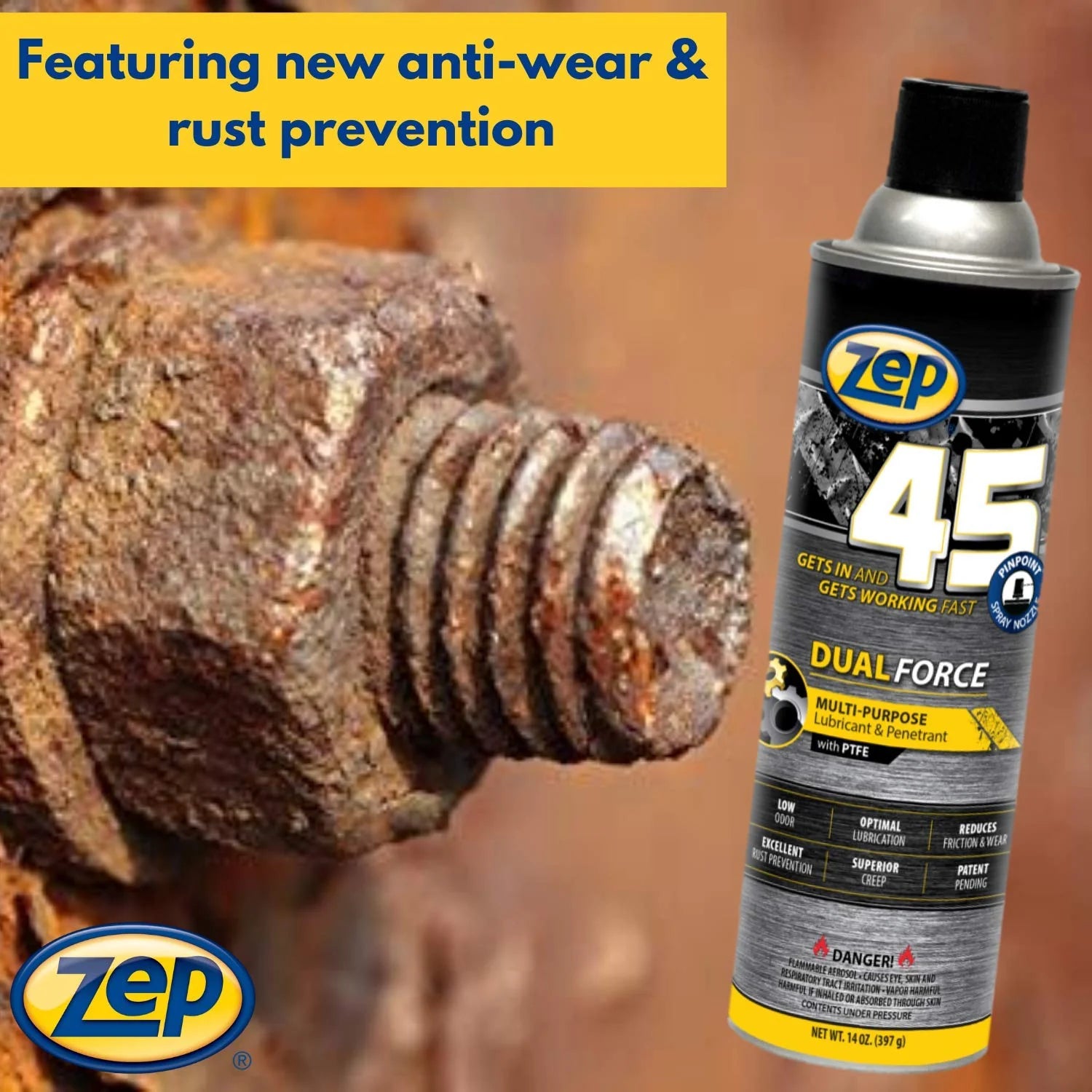 Zep 45 Dual Force PP Multi-Purpose Lubricant & Penetrant- 14 oz. - Versa Solutions, LLC