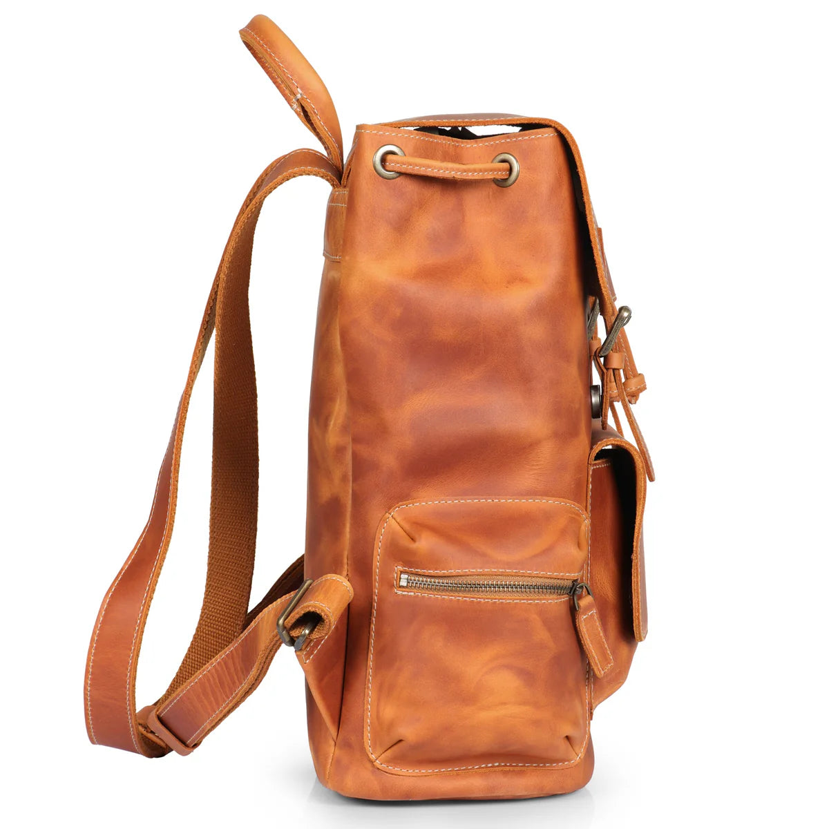 Valley Handcrafted Top Grain Leather Backpack - Camel