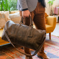 London Yucca Top Grain Leather Duffel Bag - Chestnut