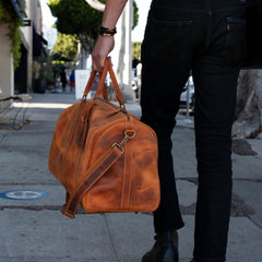 Londo Yucca Top Grain Leather Duffel Bag - Camel