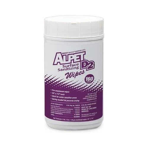 Alpet D2 Surface Sanitizing Wipes, Pre-Moistened - Versa Solutions, LLC