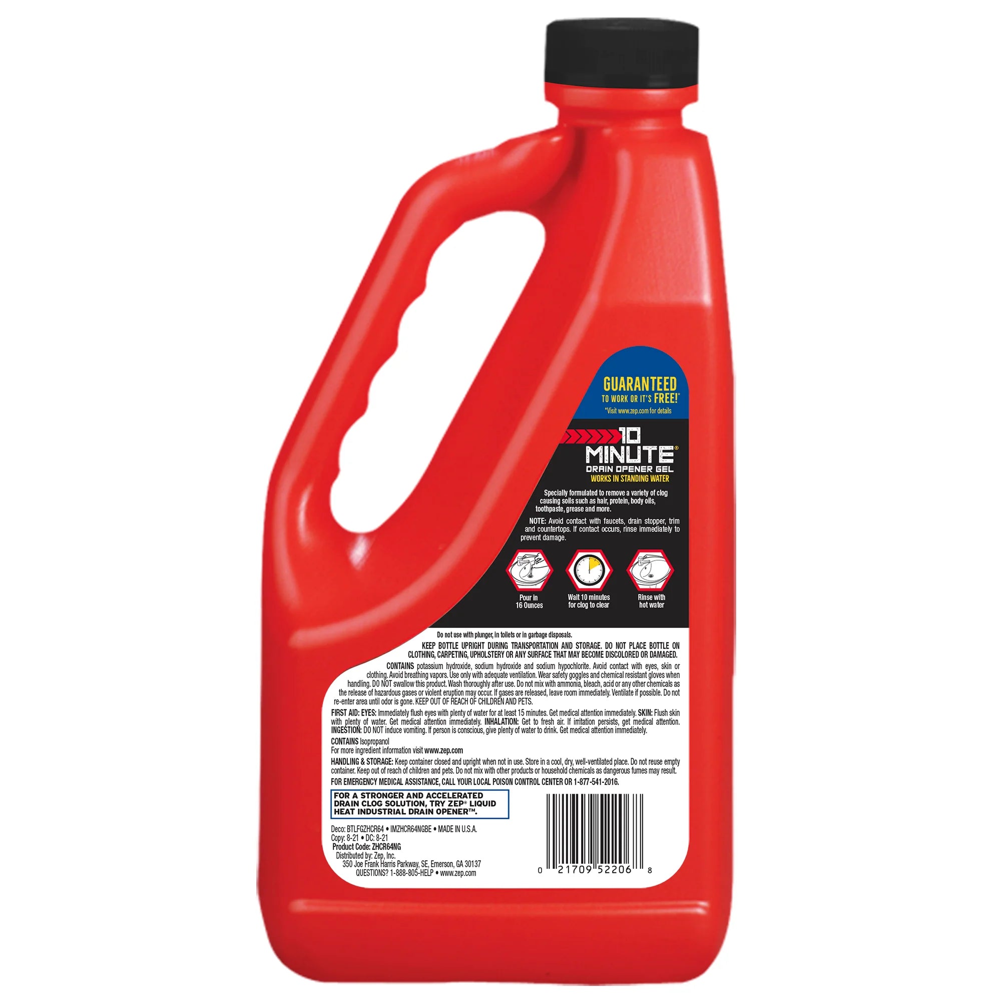 10 Minute Drain Opener Gel - 64 Oz. - Commercial Strength, Fast Acting and Safe For All Pipes - Versa Solutions, LLC